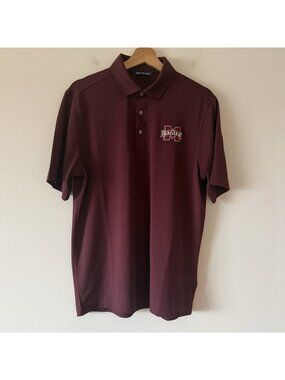Mississippi State Bulldogs Cutter & Buck Men’s Sz M Forge Polo Shirt Sporty Golf